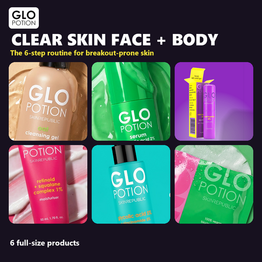 GloPotion Clear skin face + body bundle - 6 full-size products