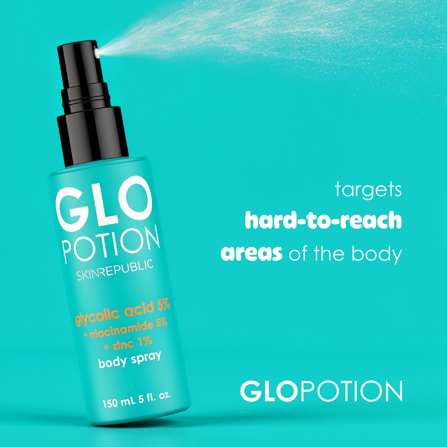 GloPotion Glycolic Acid Niacinamide Body Spray texture - lightweight body serum spray