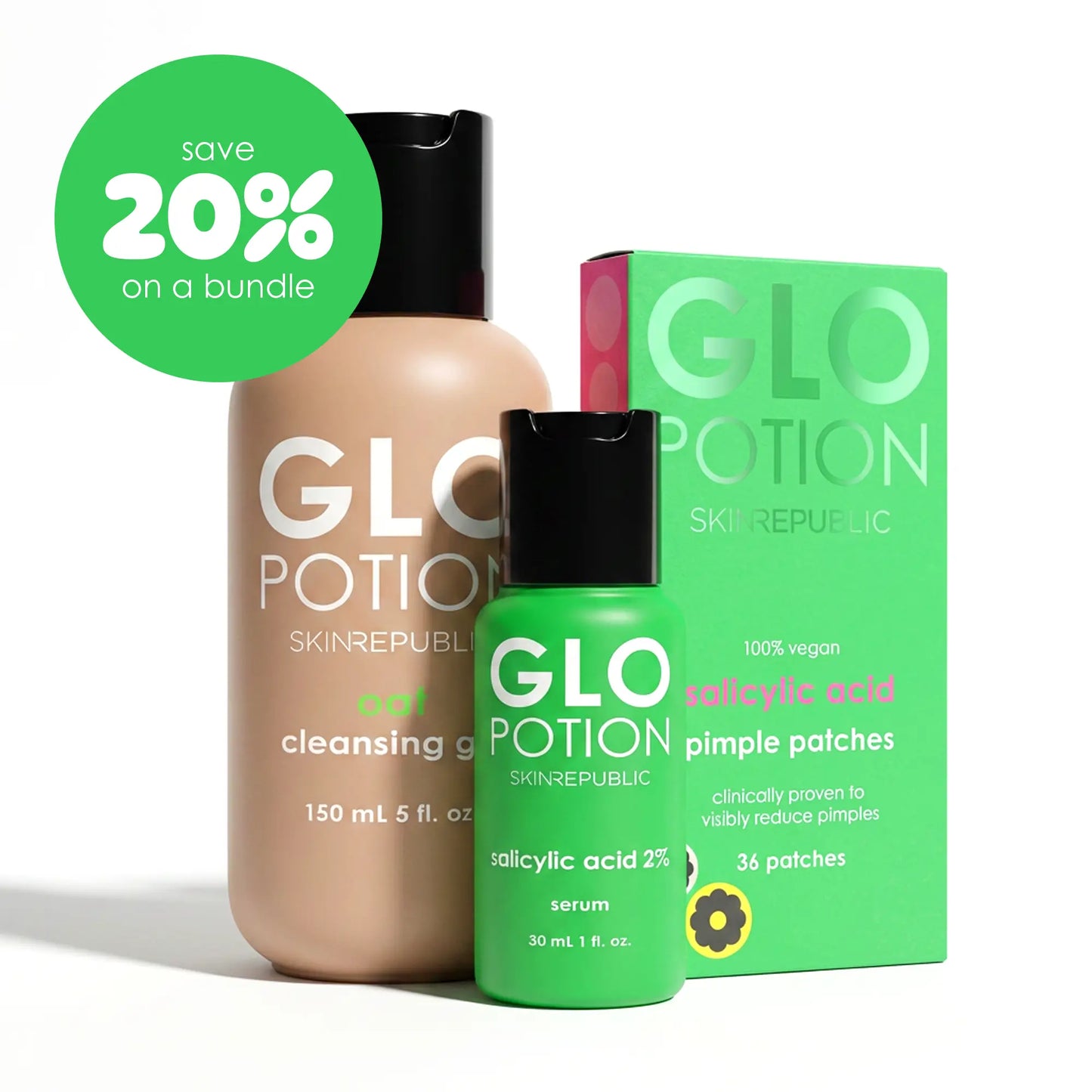 GloPotion Spotty Skin Essentials Bundle - acne and blemish skin care set